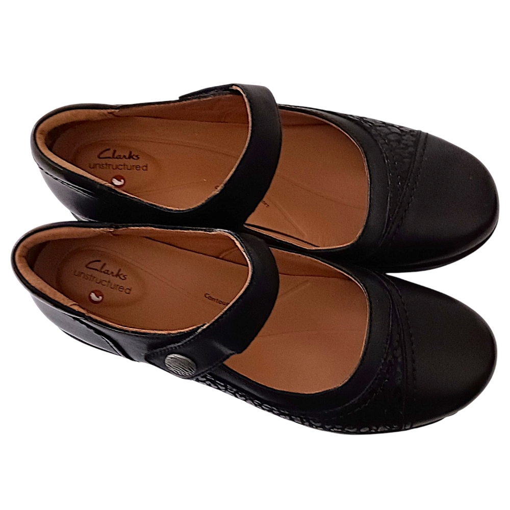 Clarks Appley Walk Mary Jane Shoes Sz 9M Womens Black Leather Comfort Modest - Picture 9 of 16